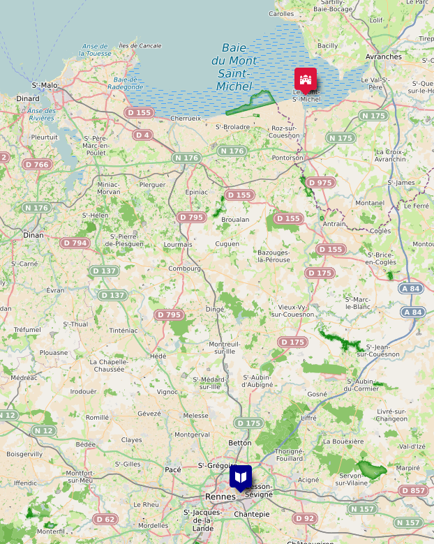 Map to Mont Saint-Michel